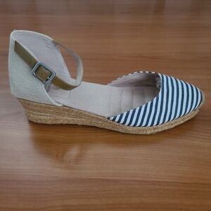 White Mountain Kate Espadrille Striped Wedge  Women's Sz‎ 9M